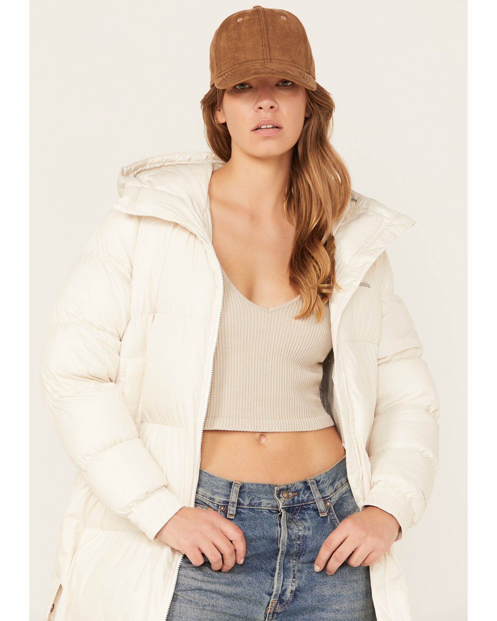 Image #2 - Columbia Women's Pike Lake Pong Hooded Puffer Jacket, Ivory, hi-res