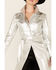 Image #3 - Understated Leather Women's Silver Metallic Moondust Trench Coat, Silver, hi-res