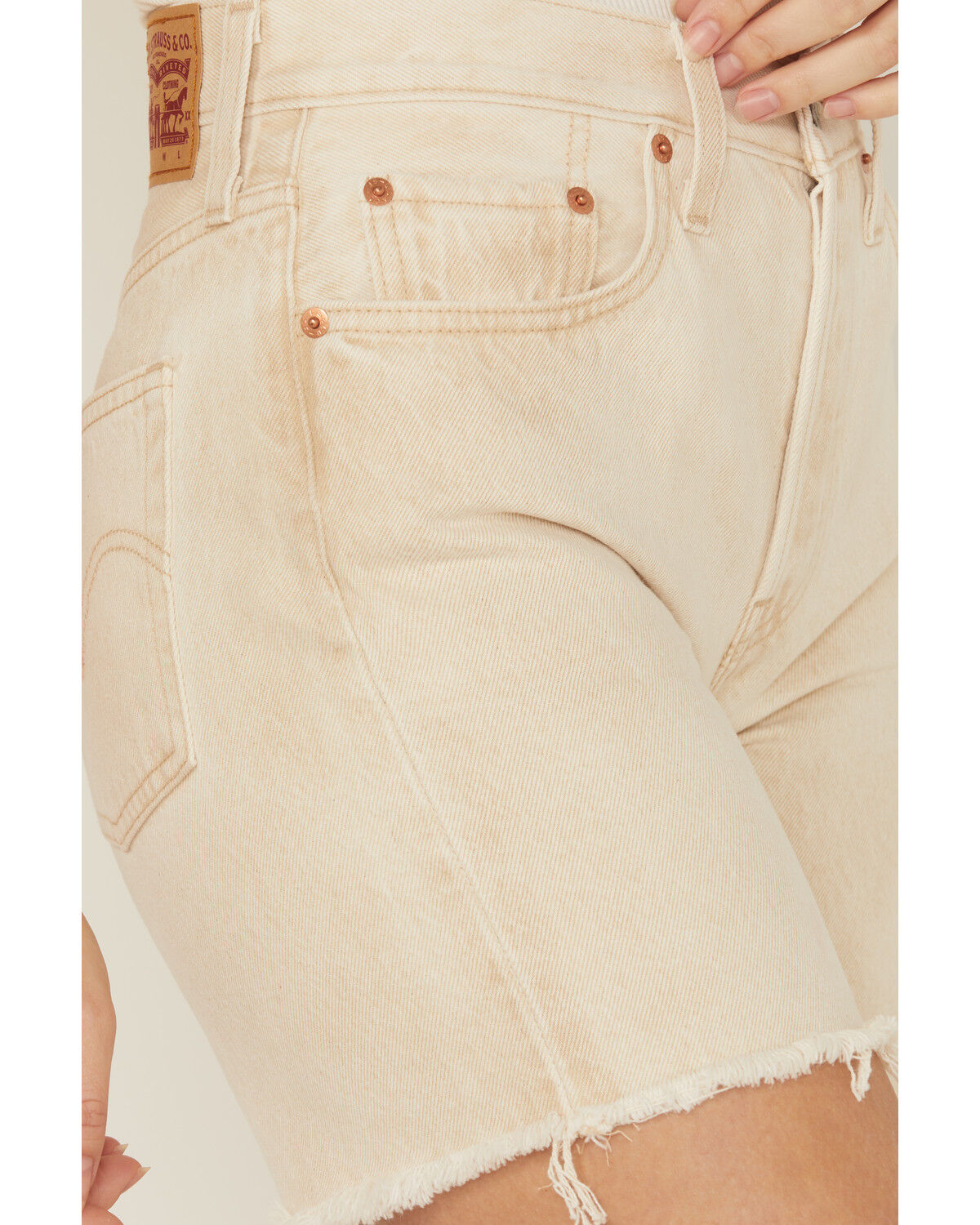 Image #2 - Levi's Women's 501® High Rise Mid Thigh Stretch Denim Shorts, Tan, hi-res