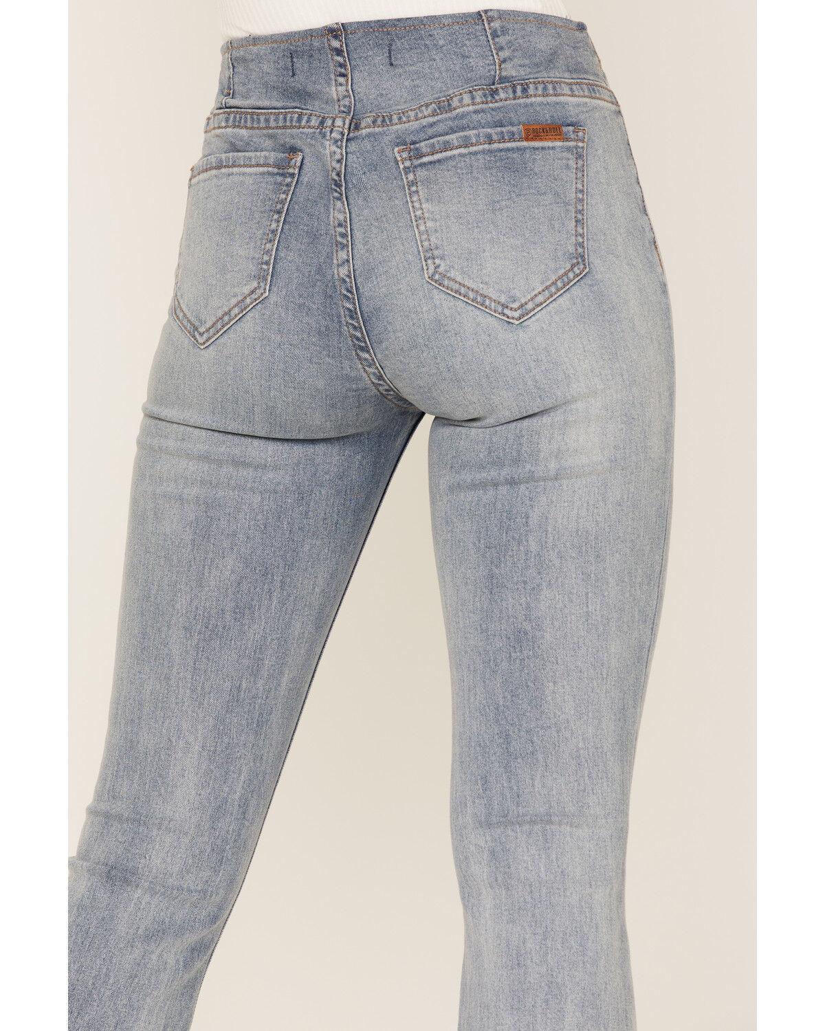 Image #4 - Rock & Roll Denim Women's Light Wash High Rise Flare Jeans, Light Wash, hi-res