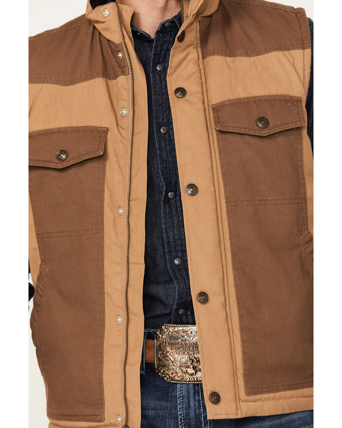 Image #3 - Blue Ranchwear Men's Waxed Canvas Vest, Beige/khaki, hi-res