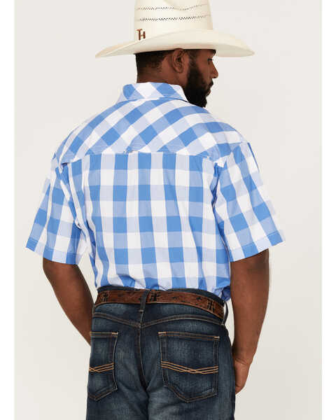 Image #4 - Resistol Men's Lantana Buffalo Check Plaid Print Short Sleeve Button Down Western Shirt , White, hi-res