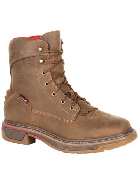 Image #1 - Rocky Men's Iron Skull Waterproof Lacer Work Boots - Soft Toe, Brown, hi-res