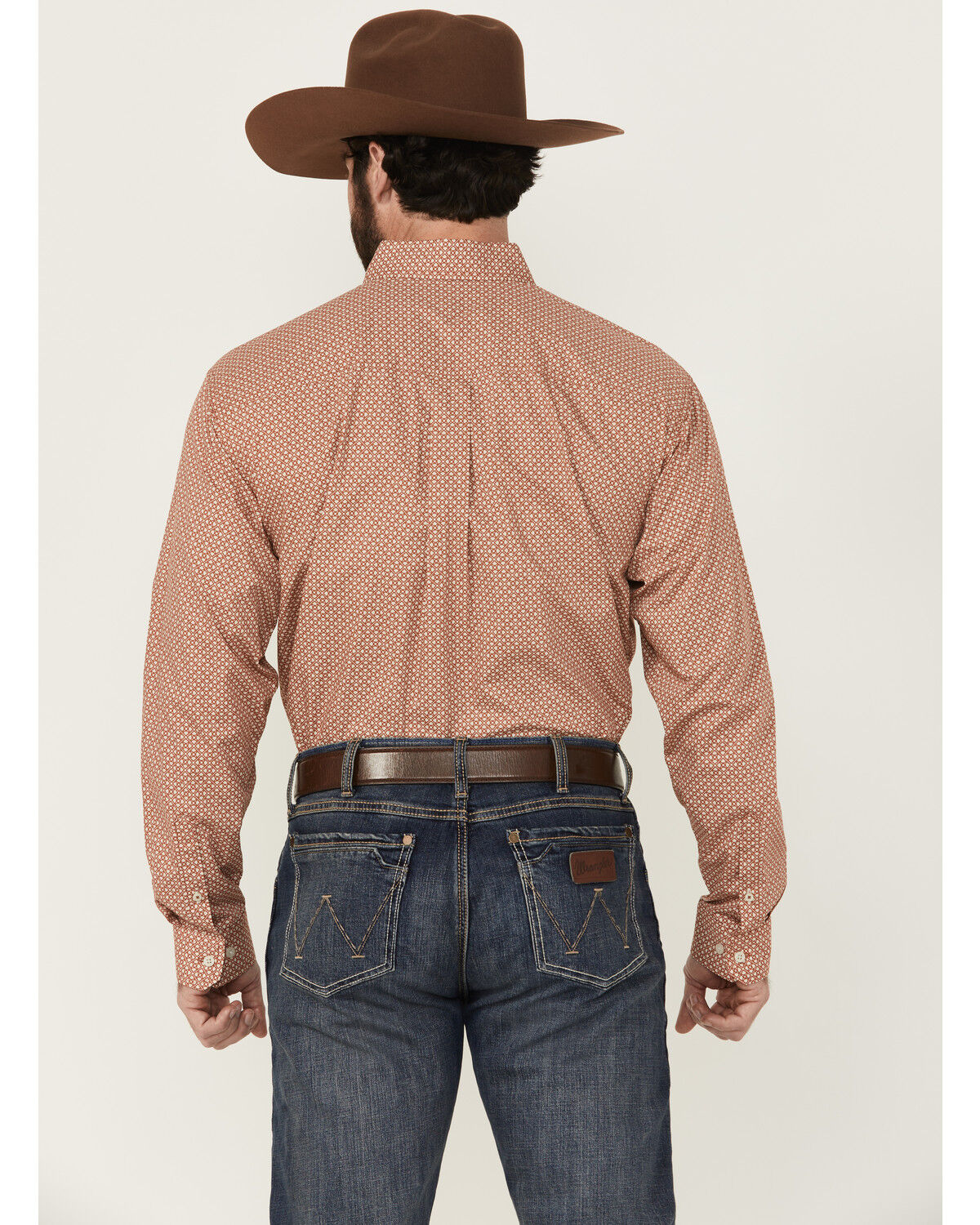 Image #4 - Cinch Men's Geo Print Long Sleeve Button-Down Western Shirt, Orange, hi-res