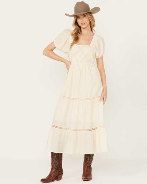 Band of the Free Women's Crochet Trim Front Maxi Dress, Ivory, hi-res