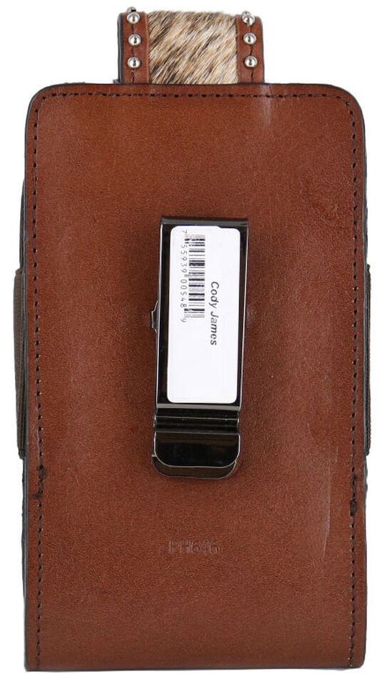 M & F Western Men's Leather Large Smartphone Clip-On Holder, Brown, hi-res