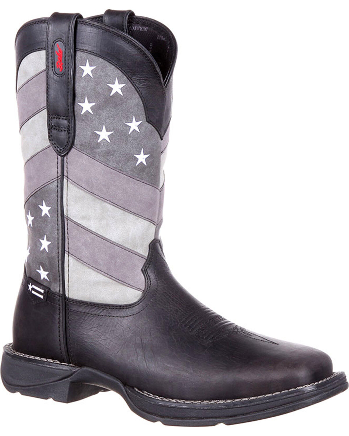 Image #1 - Durango Men's Rebel Faded Flag Western Performance Boots - Broad Square Toe, Black, hi-res
