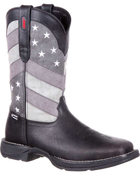 Image #1 - Durango Men's Rebel Faded Flag Western Performance Boots - Broad Square Toe , Black, hi-res