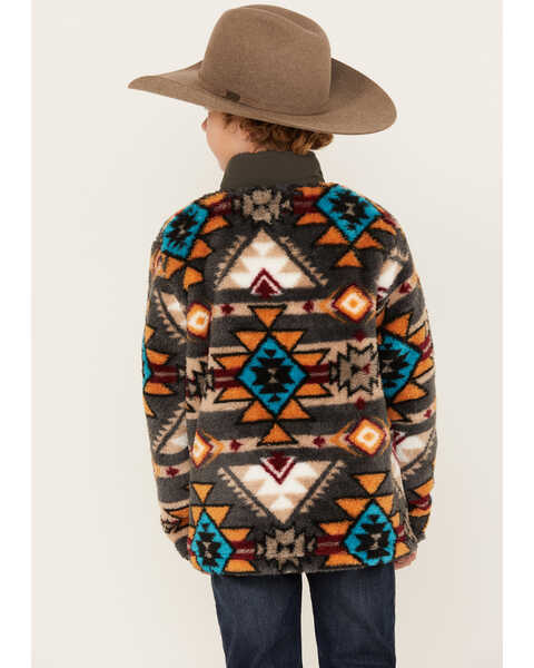 Hooey Boys' Southwestern Print Quarter-Zip Fleece Pullover
