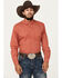 Image #1 - Cinch Men's Geo Print Long Sleeve Button-Down Western Shirt, Red, hi-res