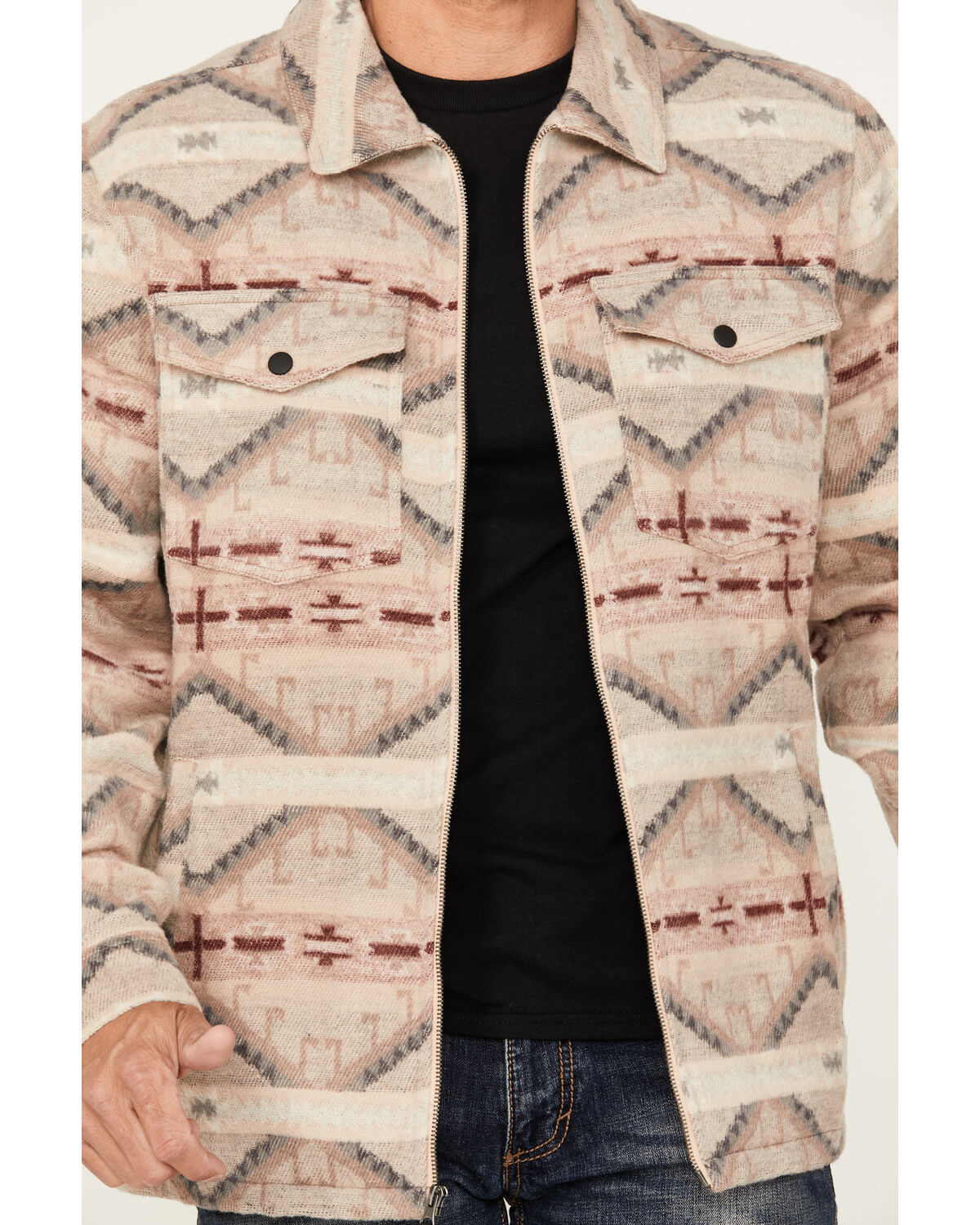 Image #3 - Rock & Roll Denim Men's Southwestern Zip Jacket, Tan, hi-res