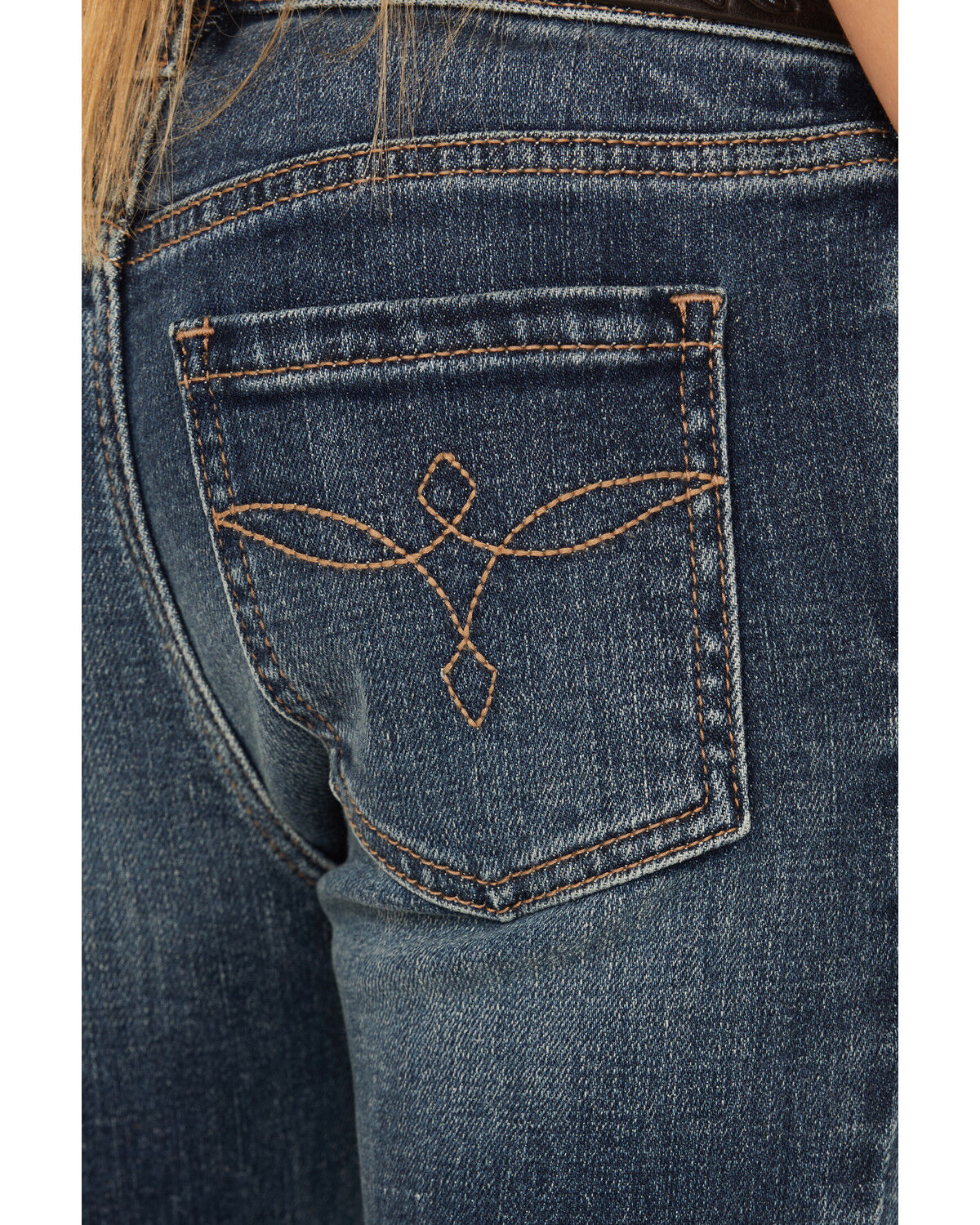 Image #2 - Shyanne Girls' Althea Floral Embroidered Flare Stretch Denim Jeans, Medium Wash, hi-res