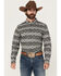Image #1 - RANK 45® Men's Blaze Southwestern Striped Long Sleeve Button-Down Stretch Western Shirt, Black, hi-res