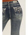 Image #2 - Grace in LA Women's Medium Wash Floral Embroidered Mid Rise Bootcut Stretch Denim Jeans, Medium Wash, hi-res