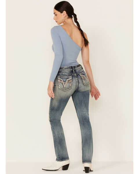 Image #4 - Vigoss Women's Mid Straight Vintage V-Pocket Denim Jeans, Blue, hi-res