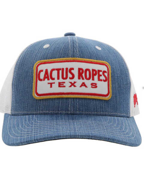 Image #3 - Hooey Men's Cactus Ropes Patch Denim Trucker Cap, Indigo, hi-res