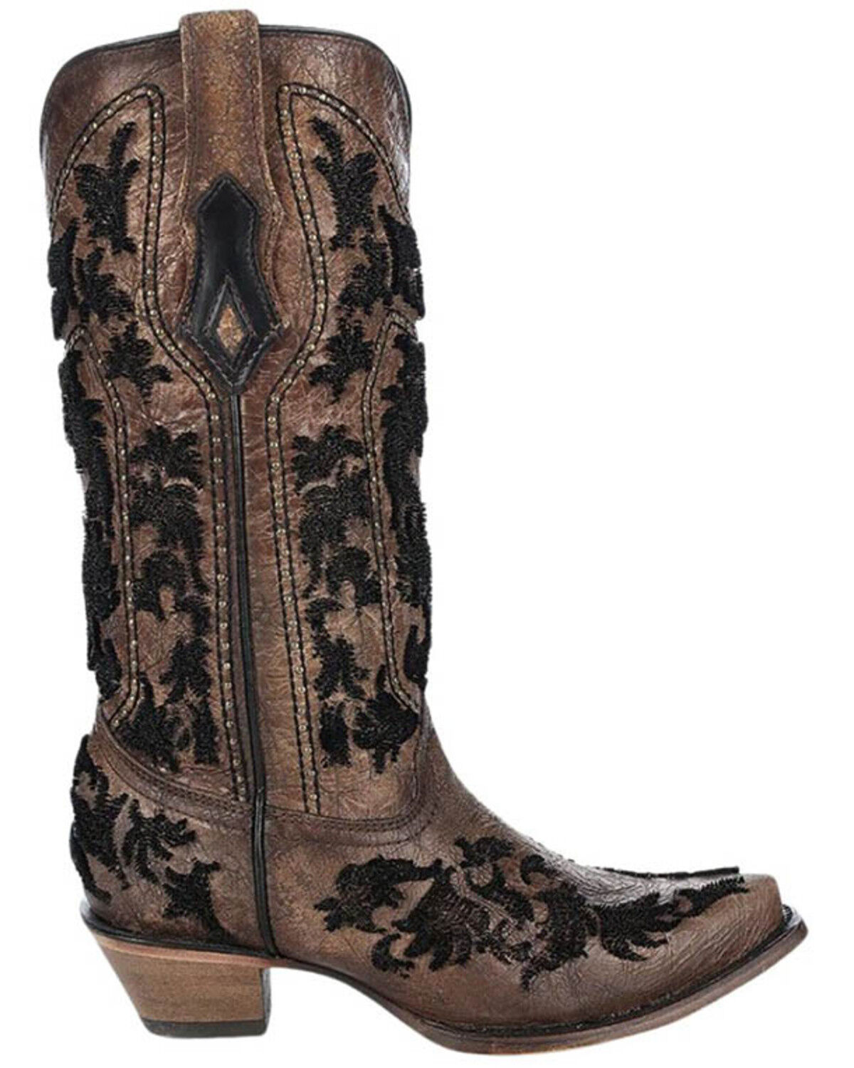 Image #2 - Corral Women's Crackled Bristle Western Boots - Snip Toe, Cognac, hi-res