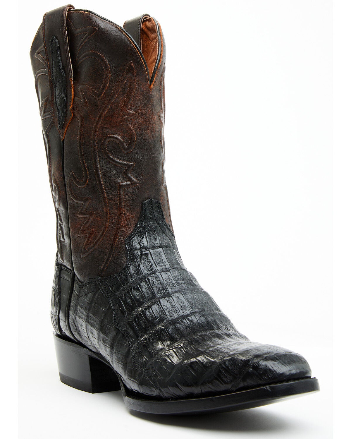 Dan Post Men's Exotic Caiman 12" Western Boots - Round Toe, Black, hi-res