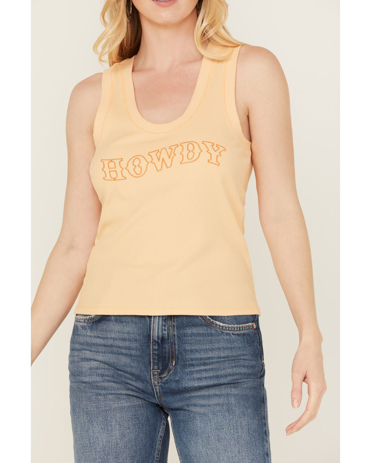 Image #3 - White Crow Women's Howdy Embroidered Tank, Orange, hi-res
