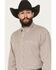 Image #2 - George Strait by Wrangler Men's Plaid Print Long Sleeve Button-Down Stretch Western Shirt, Taupe, hi-res