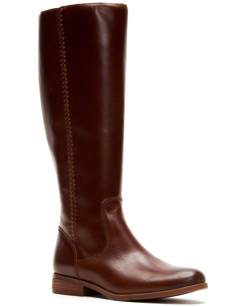 Frye & Co. Women's Cognac Jolie Braid Inside Zip Leather Western Boots - Round Toe , Cognac, hi-res