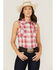 Image #1 - Wrangler Women's Americana Plaid Print Sleeveless Western Snap Shirt, , hi-res