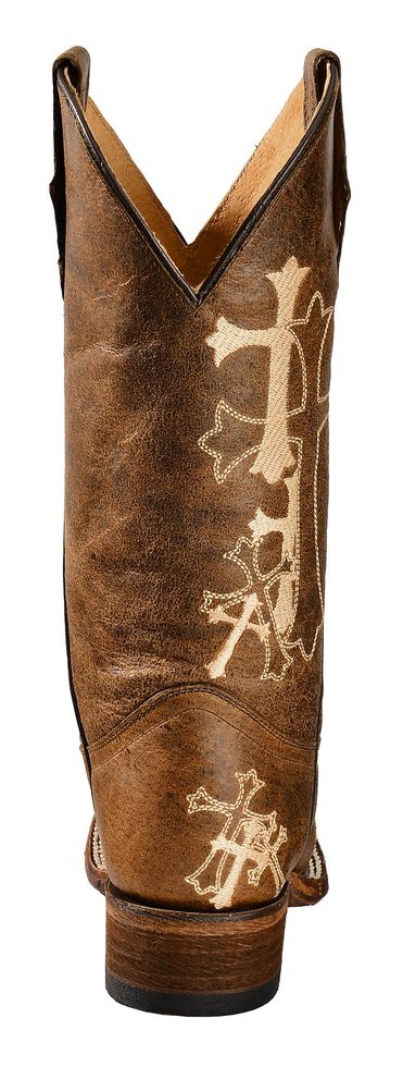 Circle G Cross Embroidered Cowgirl Boots - Square Toe, Chocolate, hi-res