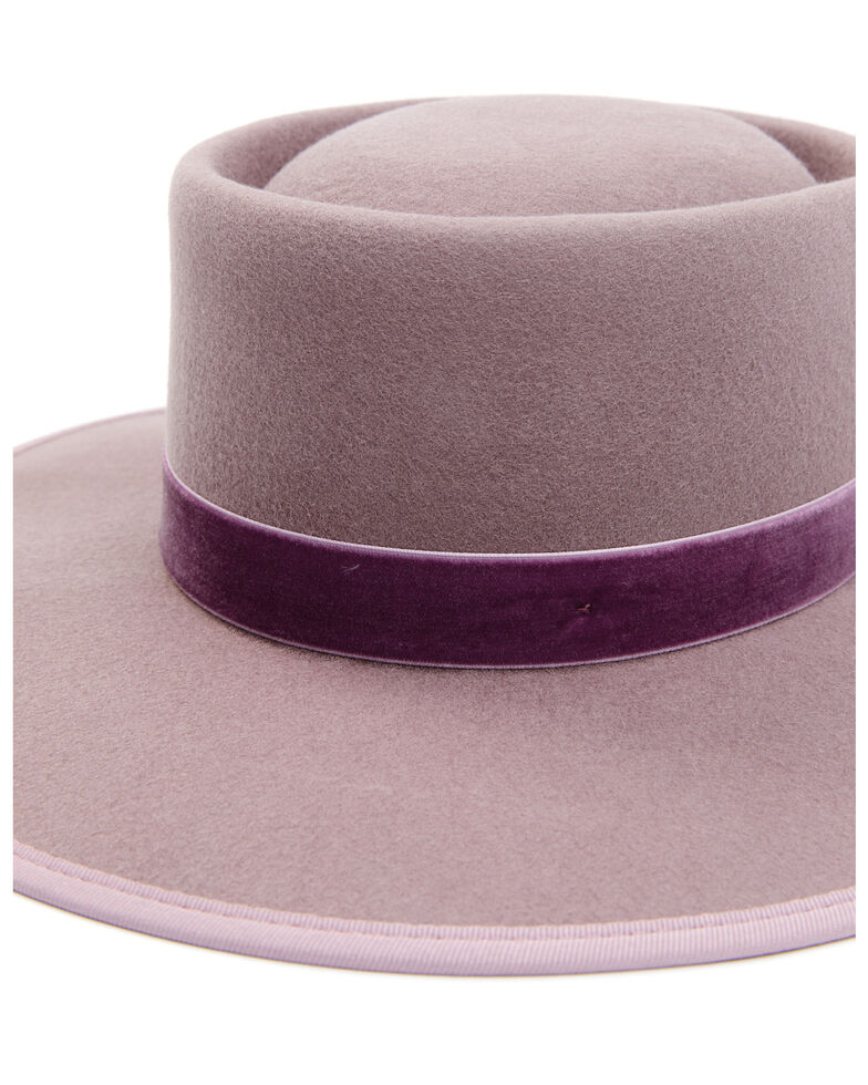 Shyanne Women's Light Purple Telescope Boater Wool Felt Western Hat , Light Purple, hi-res