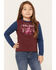 Image #1 - Shyanne Girls' Long Sleeve Rider Graphic Tee, Burgundy, hi-res