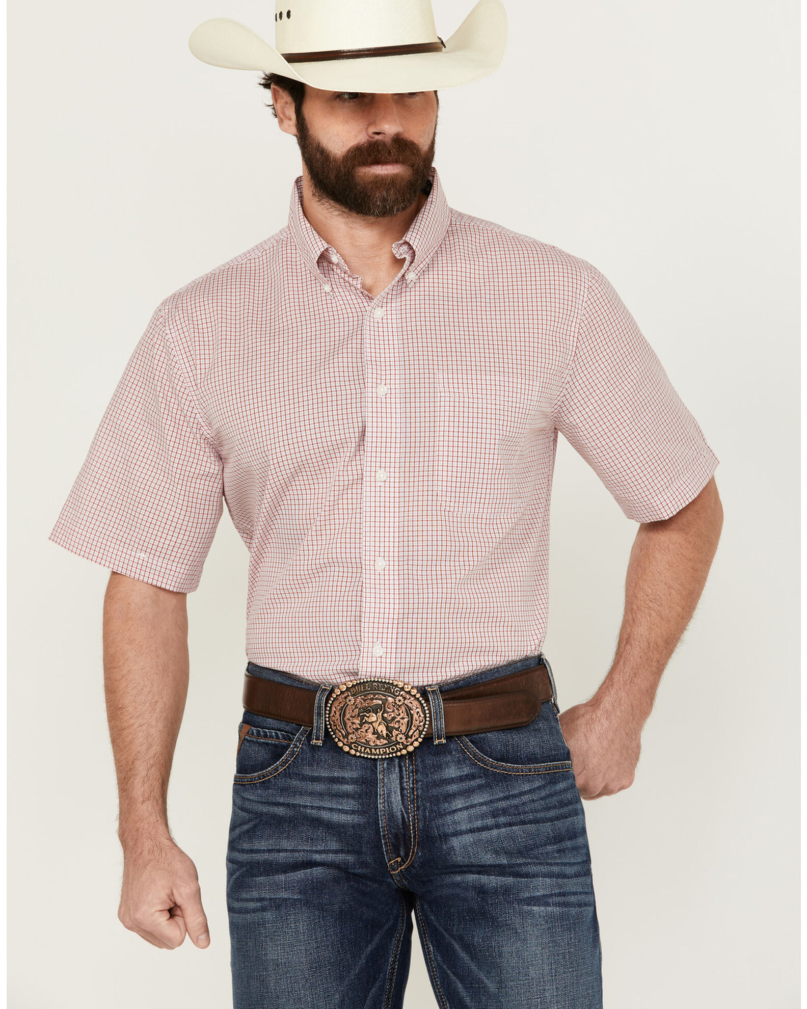 Wrangler Riata Men s Assorted Plaid Print Short Sleeve Button Down Western Shirt Country Outfitter