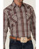 Image #3 - Rough Stock By Panhandle Men's Ombre Plaid Print Long Sleeve Pearl Snap Western Shirt , Maroon, hi-res