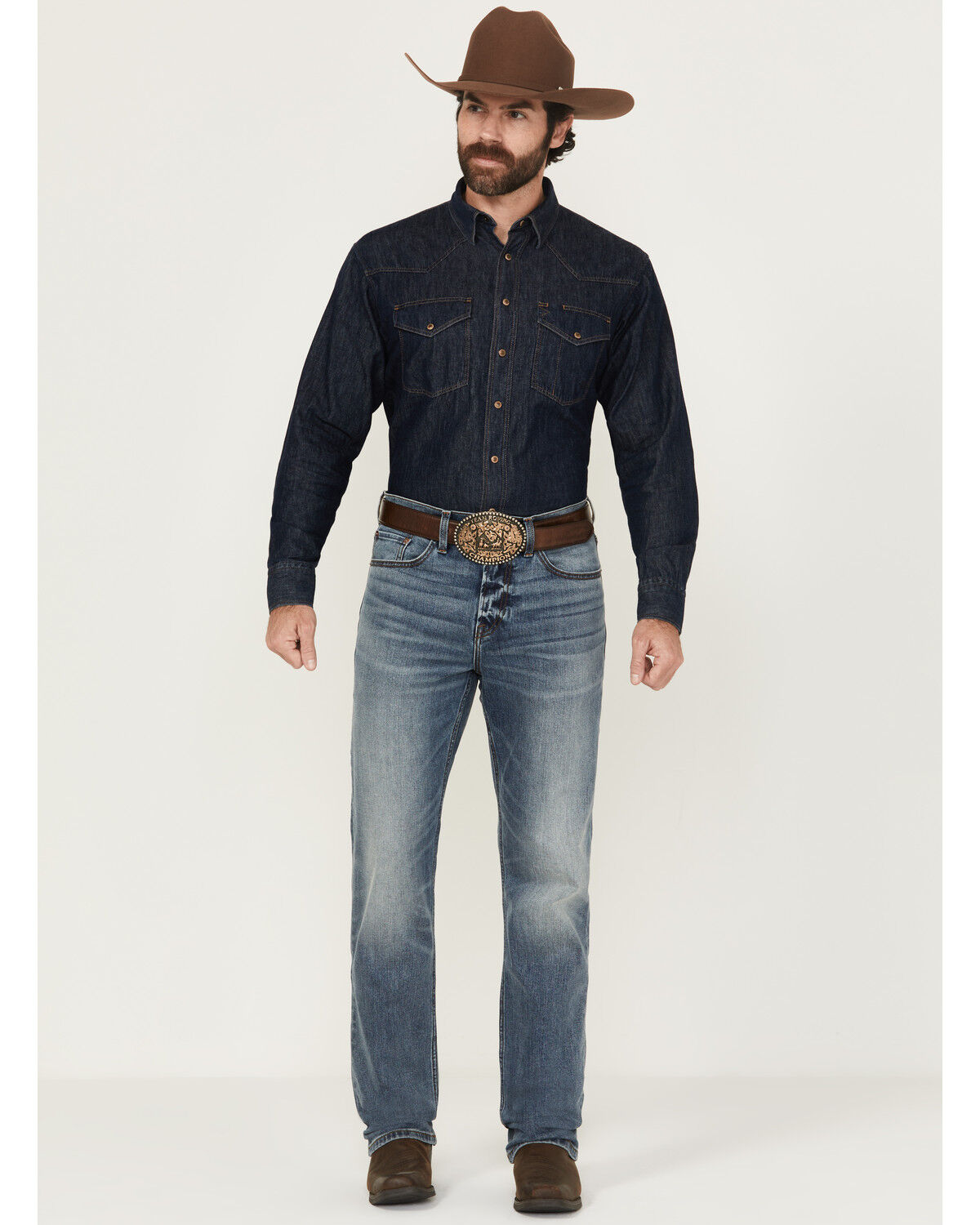 Image #1 - Blue Ranchwear Men's Bronson Slim Straight Stretch Denim Jeans, Medium Wash, hi-res
