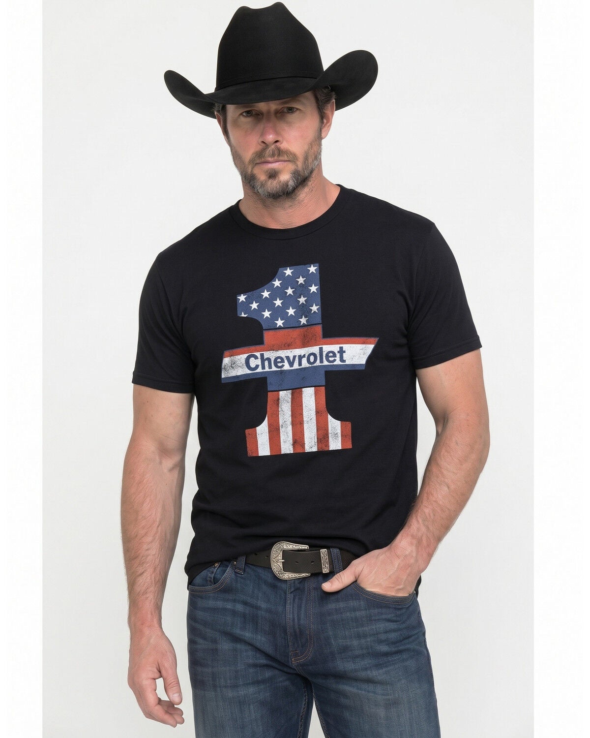 Chevy Men's Number One Short Sleeve Graphic T-Shirt, Black, hi-res