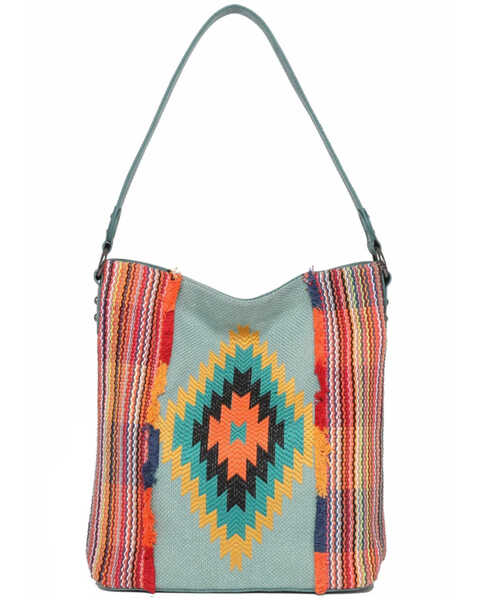 Montana West Women's Southwestern Tapestry Shoulder Bag, Turquoise, hi-res