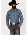 Image #1 - Blue Ranchwear Men's Plaid Snap Western Flannel Workshirt , Blue, hi-res