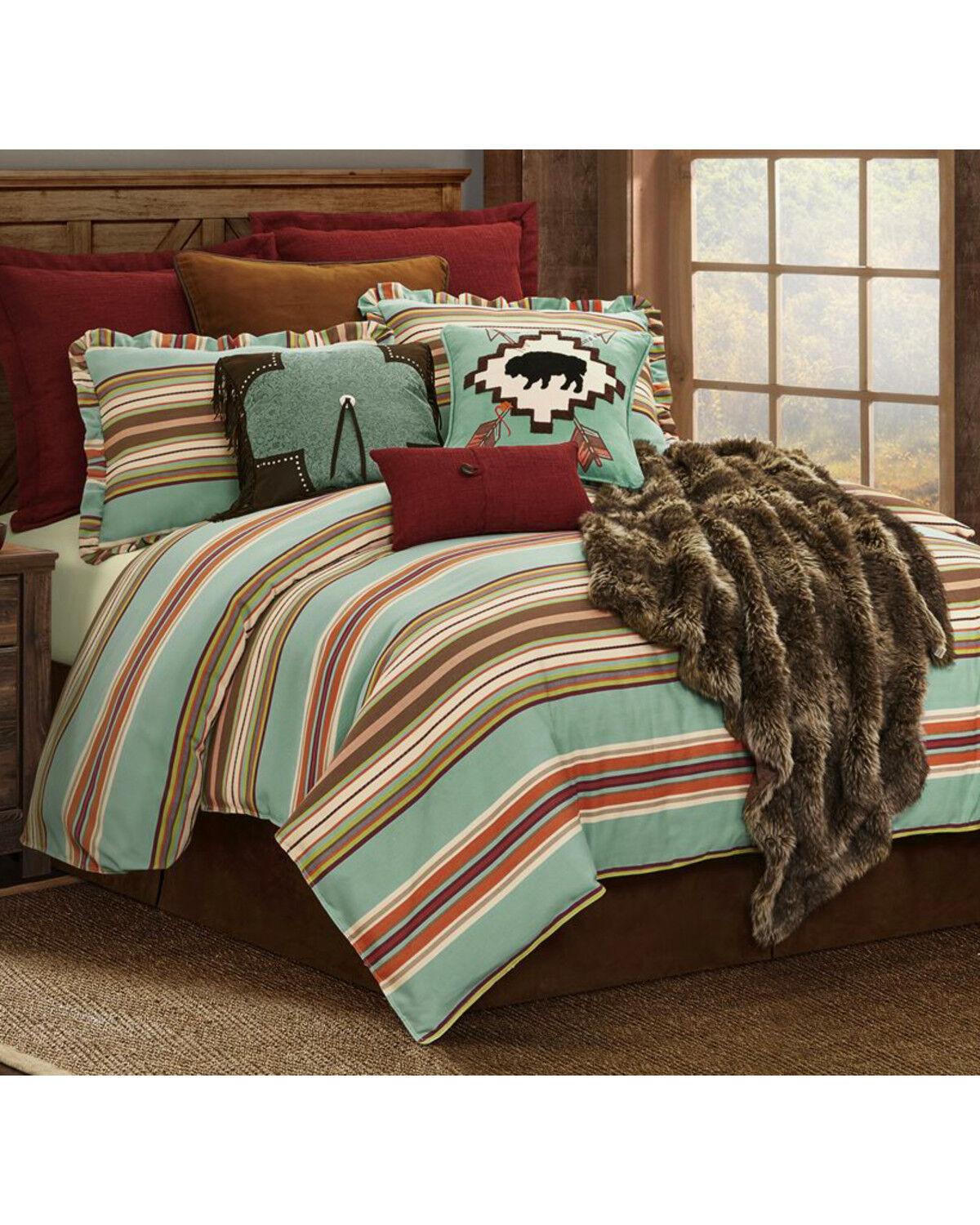 Image #1 - HiEnd Accents Turquoise Serape 2-Piece Comfort Set - Twin, Turquoise, hi-res
