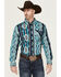 Image #1 - RANK 45® Men's Dakar Exploded Southwestern Print Long Sleeve Performance Stretch Western Shirt, Teal, hi-res