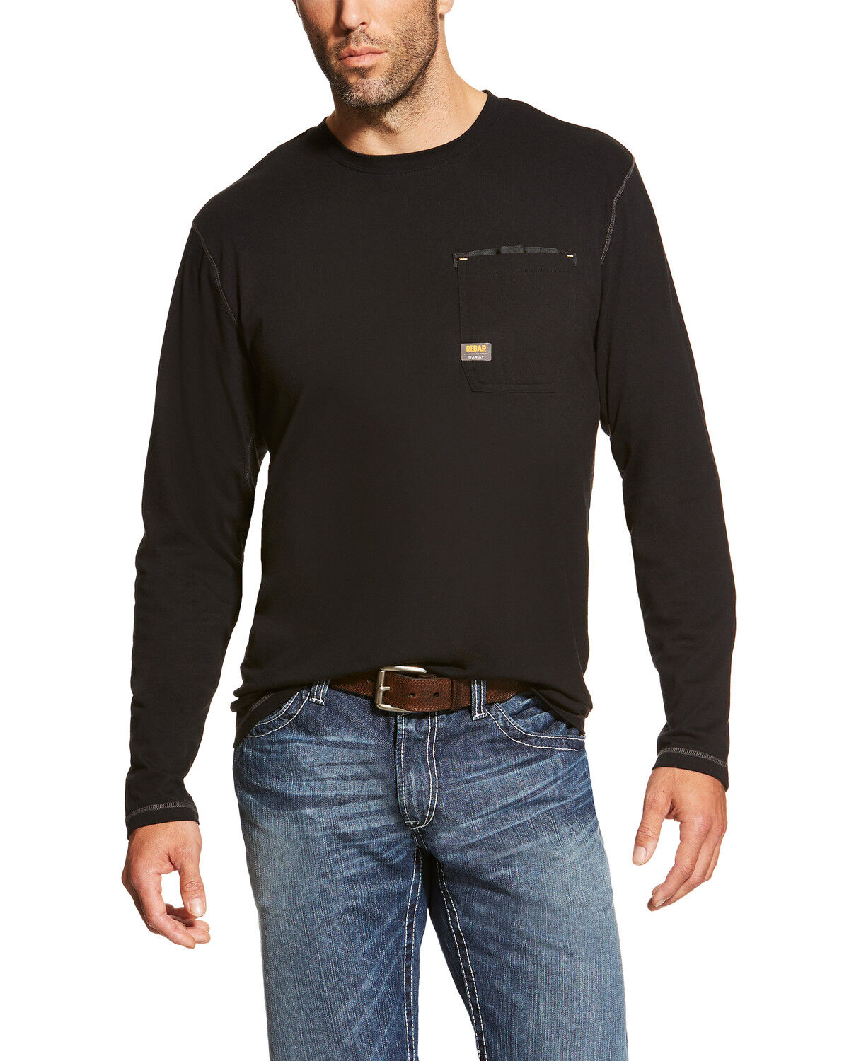 Image #1 - Ariat Men's Rebar Workman Long Sleeve Work T-Shirt - Big, Black, hi-res
