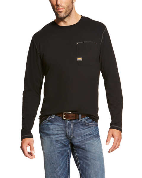 Ariat Men's Rebar Workman Long Sleeve Work T-Shirt - Big, Black, hi-res