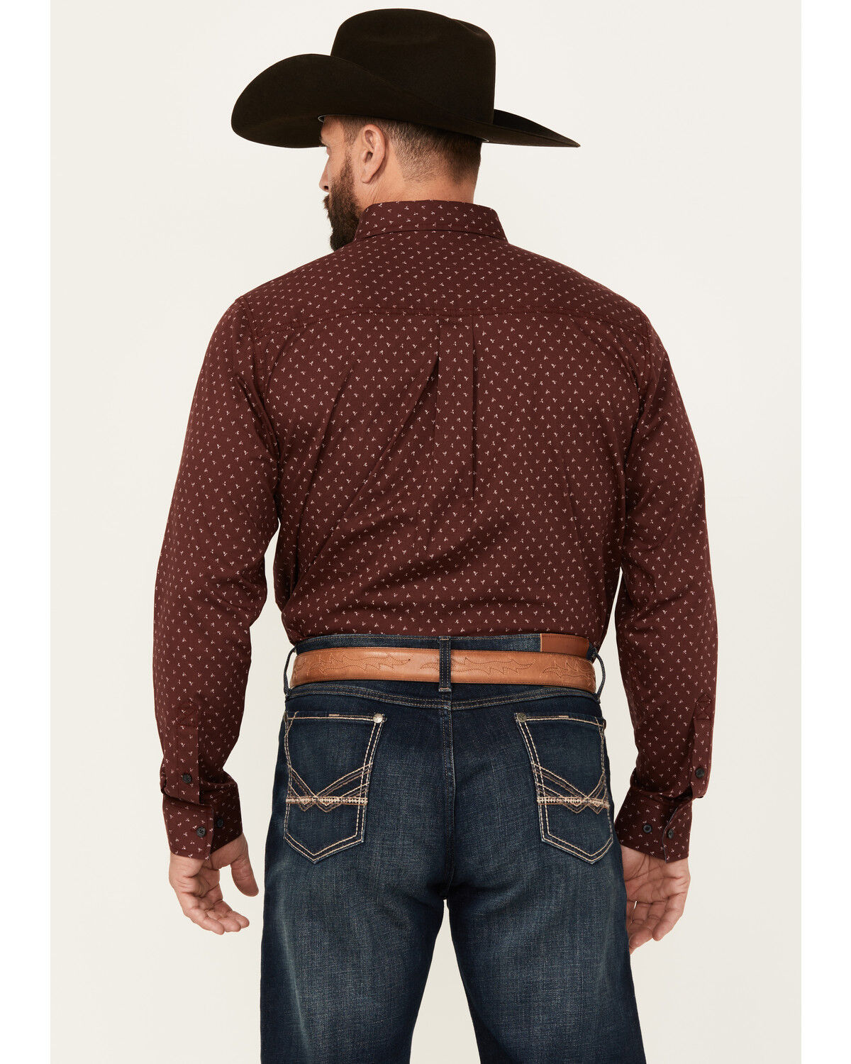 Image #4 - Cody James Men's Williams Mini Floral Print Long Sleeve Button-Down Stretch Western Shirt, Burgundy, hi-res