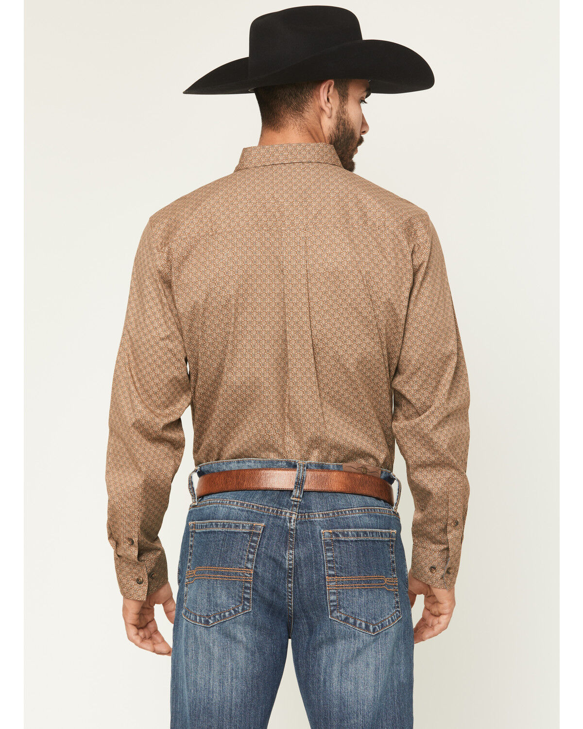 Image #4 - Cody James Men's Big Deal Geo Print Long Sleeve Button-Down Stretch Western Shirt, Lt Brown, hi-res