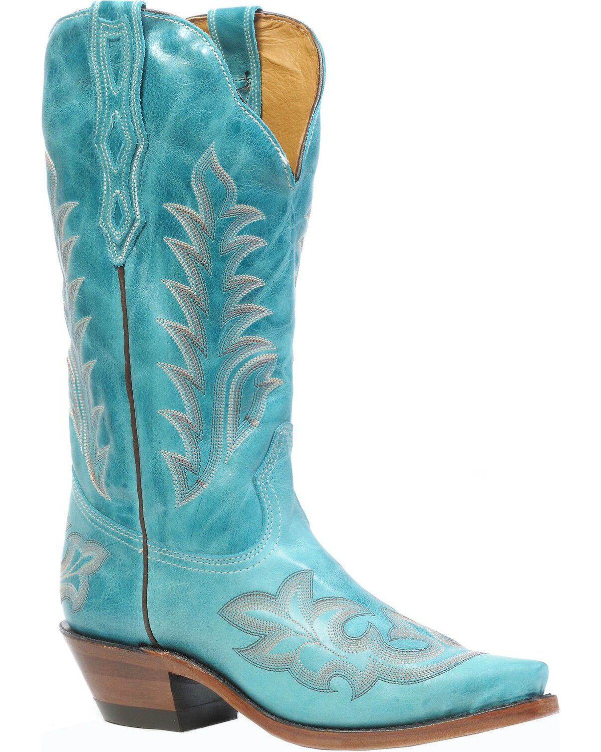 Image #1 - Boulet Men's Deerlite Cowgirl Boots - Snip Toe, Turquoise, hi-res