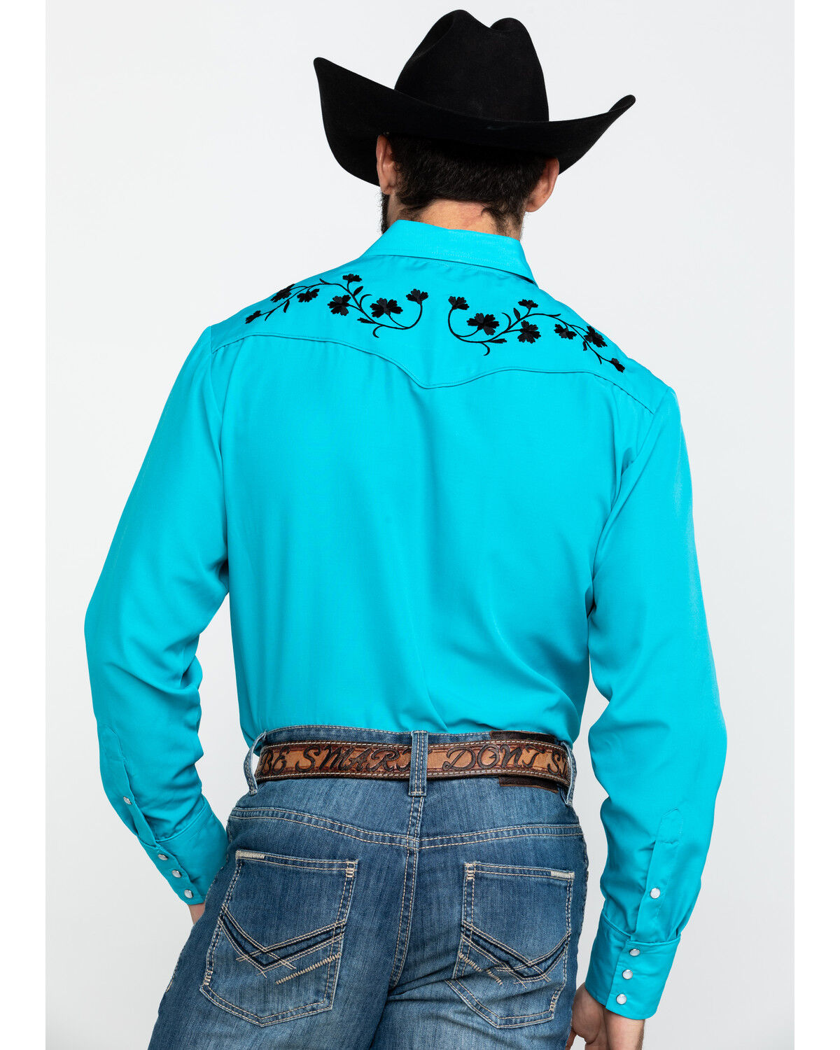 Turquoise Solid Embroidered Yoke 
