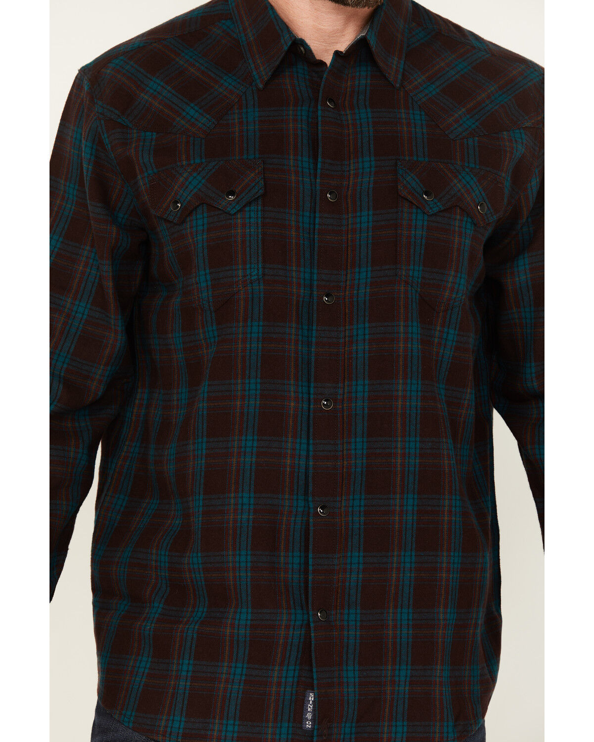 Image #3 - Moonshine Spirit Men's Vineyard Plaid Print Long Sleeve Snap Western Shirt, Purple, hi-res