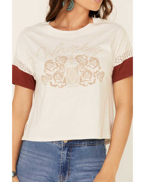 Image #4 - Shyanne Women's Sand Whiskey Lace Inset Graphic Tee , Sand, hi-res