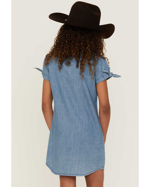 Roper Girls' Denim Western Shirt Dress, Blue, hi-res