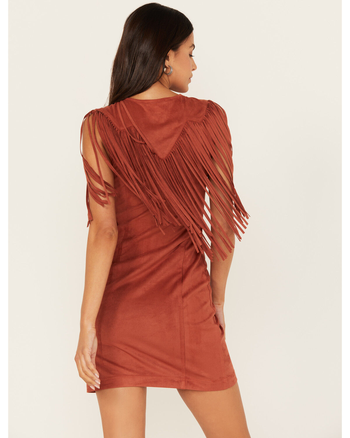 Image #4 - Idyllwind Women's Lady Bird Faux Suede Fringe Muscle Sleeve Mini Dress, Pecan, hi-res