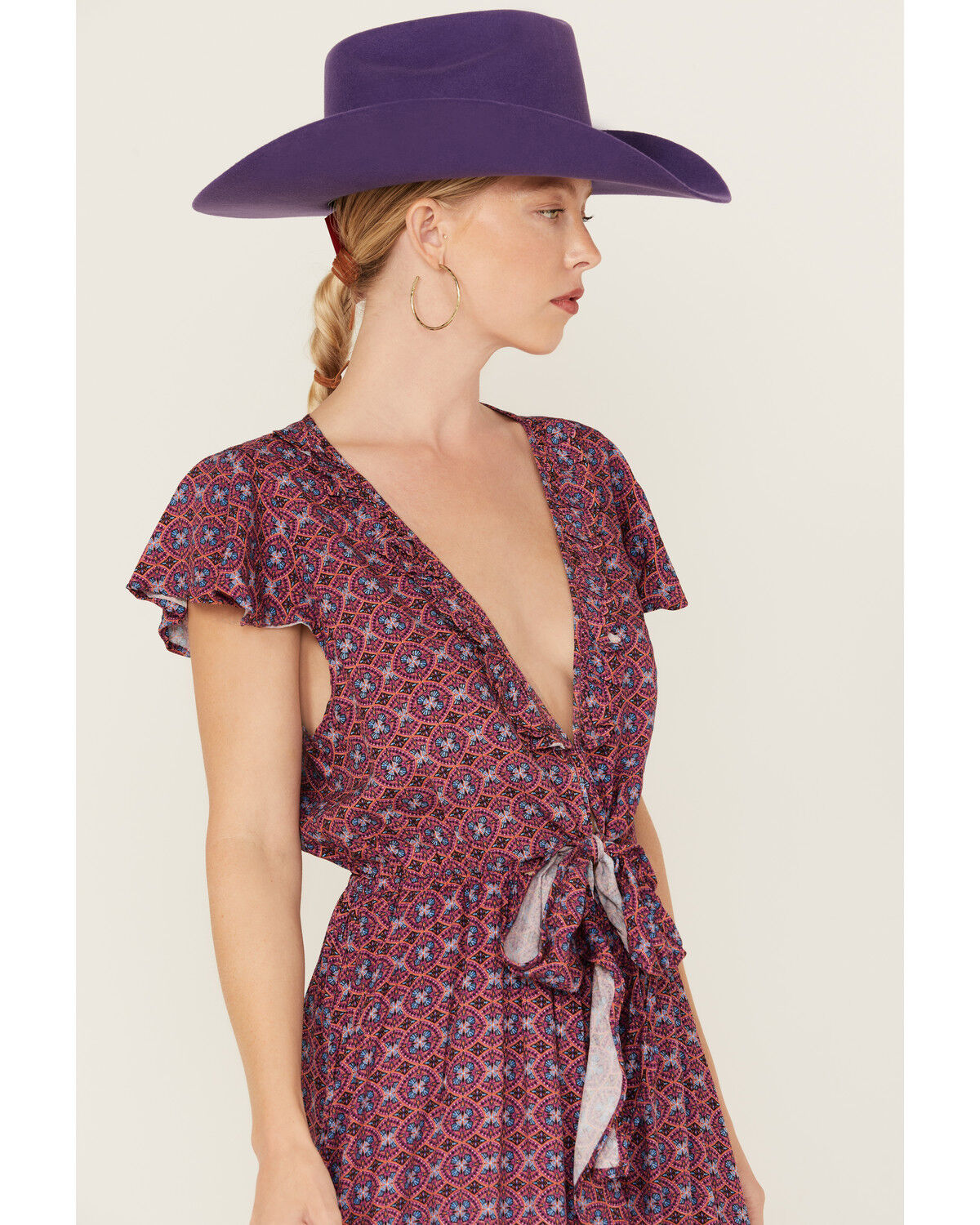 Image #2 - Beyond The Radar Women's Border Print Picnic High-Low Dress, Purple, hi-res