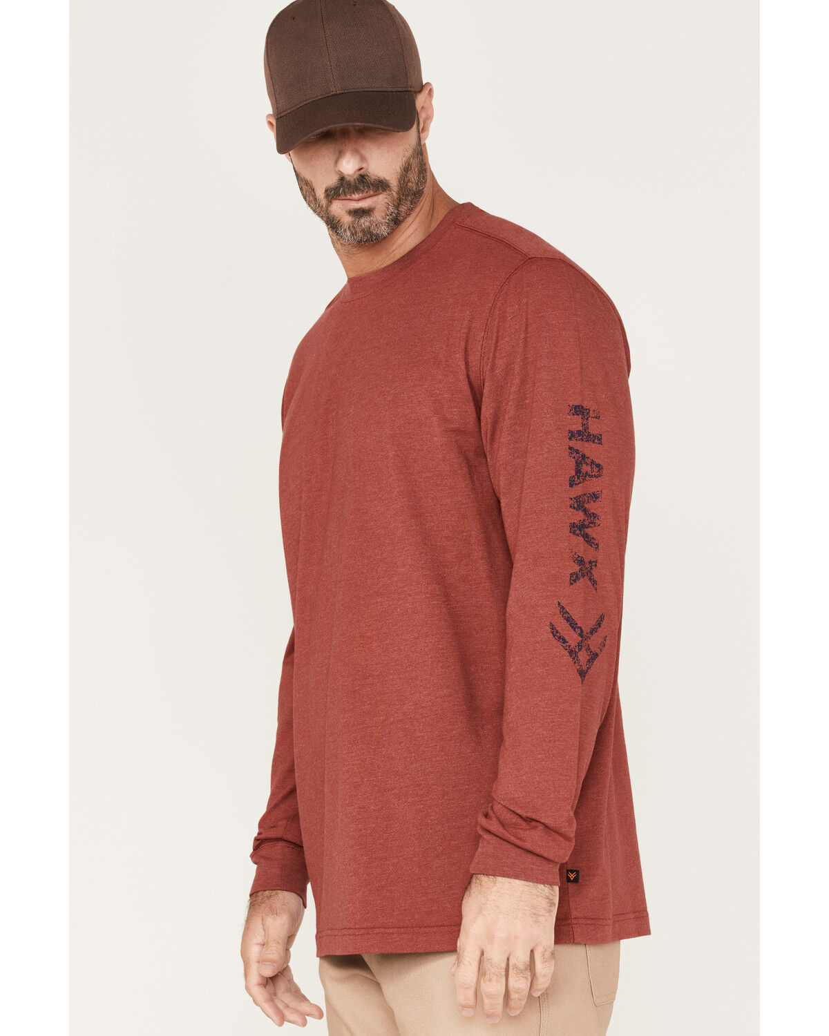 Image #2 - Hawx Men's Flag Logo Graphic Work T-Shirt, Black Cherry, hi-res