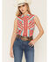 Image #1 - Shyanne Women's Southwestern Stripe Print Sleeveless Button-Down Western Shirt, Red, hi-res
